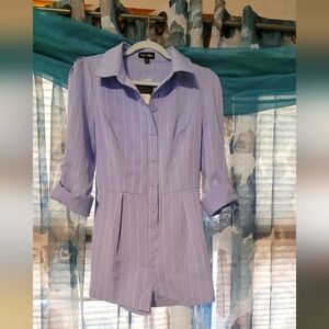 Purple Striped Button-Up Romper